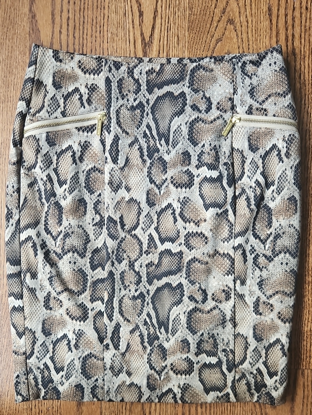 Michael Kors Snake-Print Pencil Skirt in Brown and Black